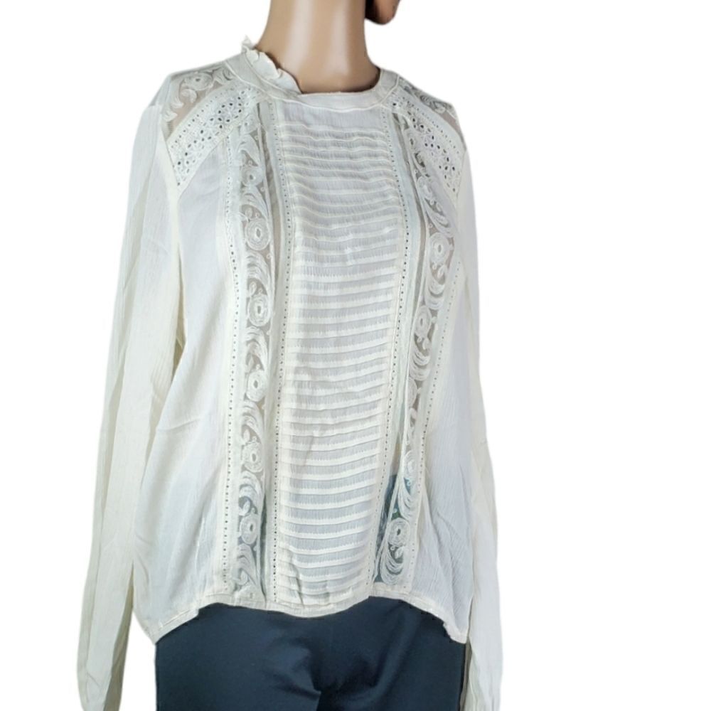 Love Stitch Cream Off White Blouse